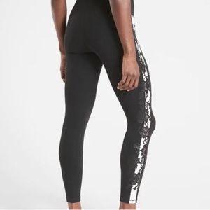 Athleta black elation rose stripe powervita tight